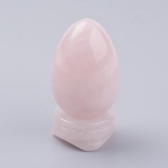 Yoni Egg z ruženínu bez dierky, veľkosť M, s podstavcom z ruženínu