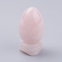 Yoni Egg z růženínu bez dírky, velikost M, s podstavcem z růženínu