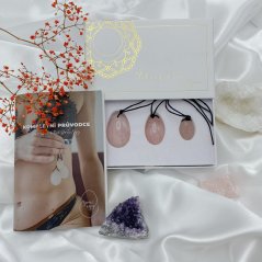 Sada Yoni Egg z růženínu s dírkou, velikost XS, S, M