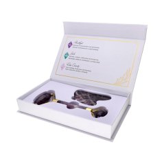 Masážní set na obličej ametyst - Guasha a face roller