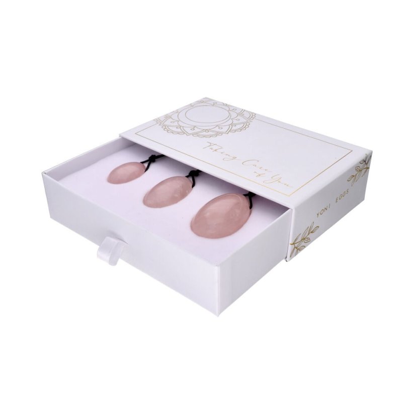 Sada Yoni Egg z růženínu s dírkou, velikost XS, S, M