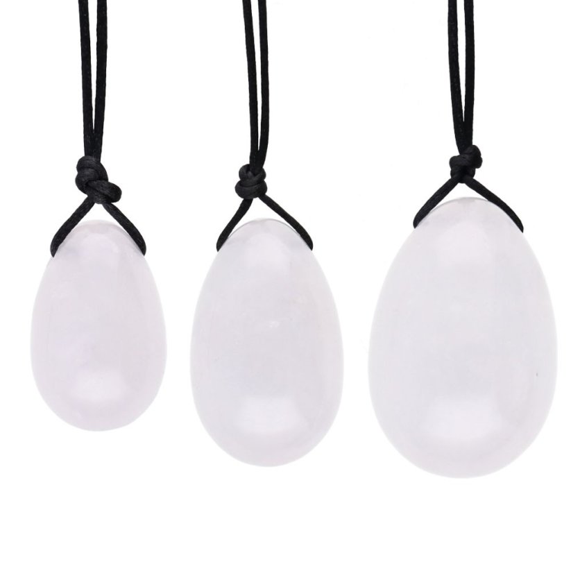 Sada Yoni Egg z křišťálu s dírkou, velikost XS, S, M