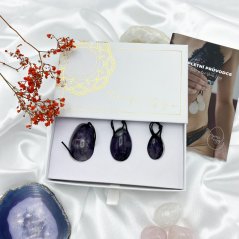Sada Yoni Egg z ametystu s dírkou, velikost XS, S, M