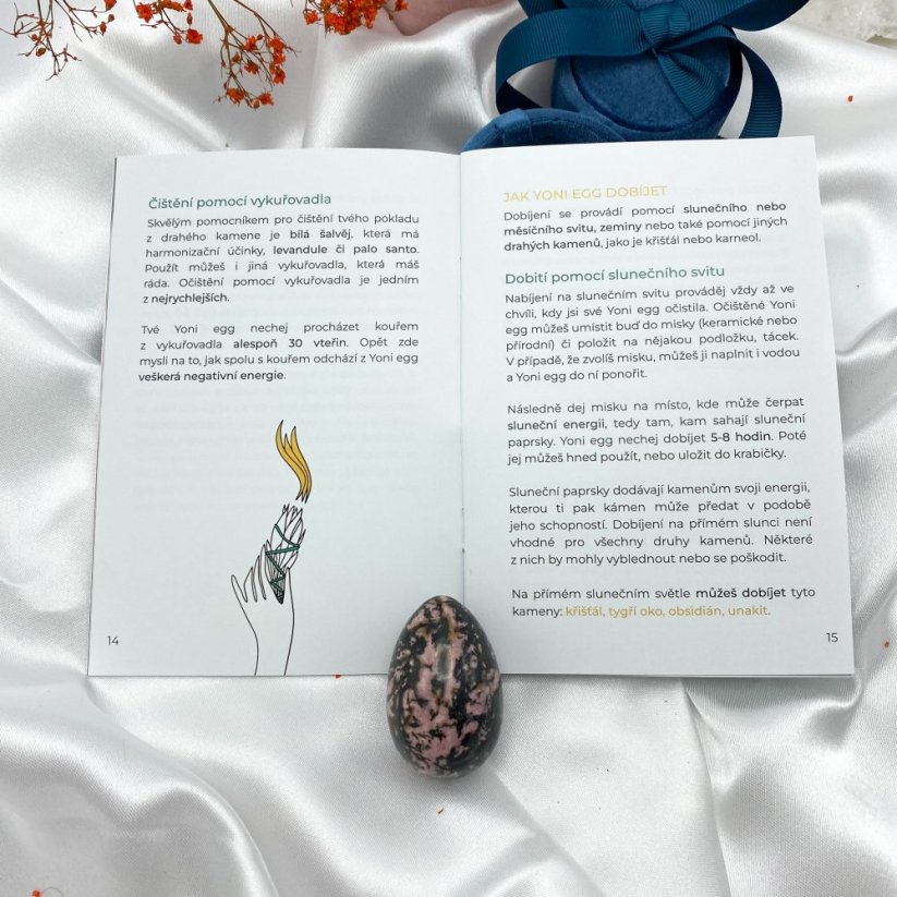 Yoni Egg z rodonitu bez dírky, velikost M