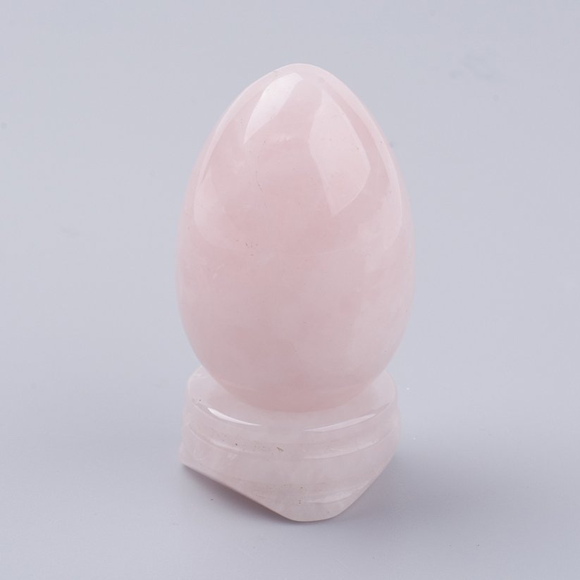 Yoni Egg z růženínu bez dírky, velikost M, s podstavcem z růženínu