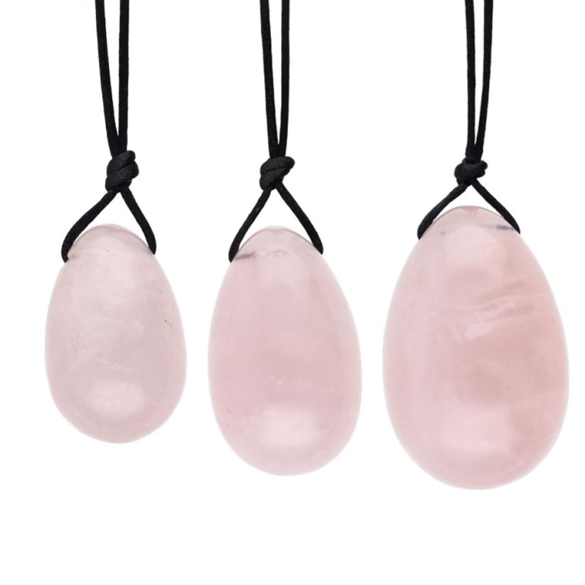 Sada Yoni Egg z růženínu s dírkou, velikost XS, S, M